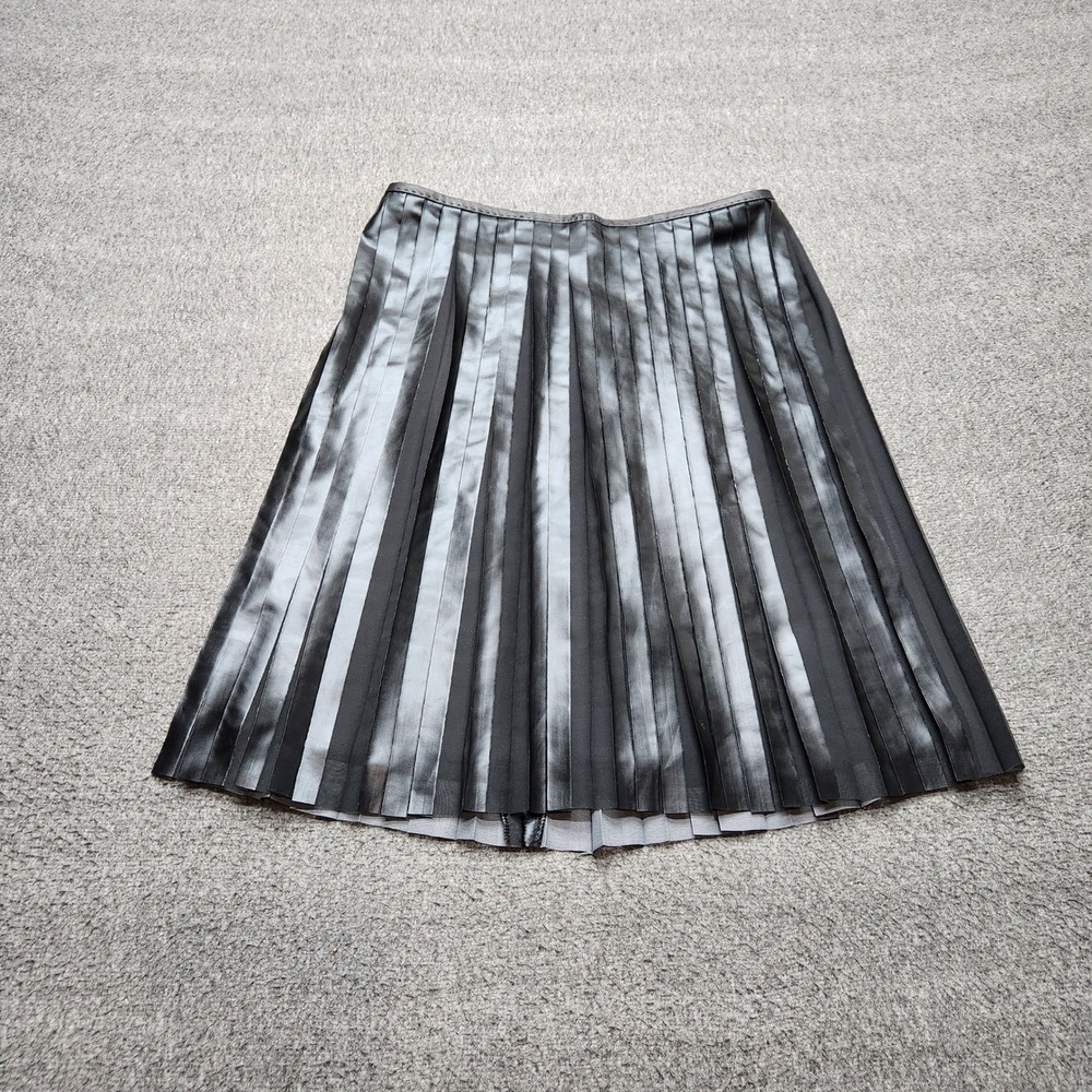 Leon Max Pleated Midi Skirt Women XS Black New Faux Leather Chiffon Mixed Media